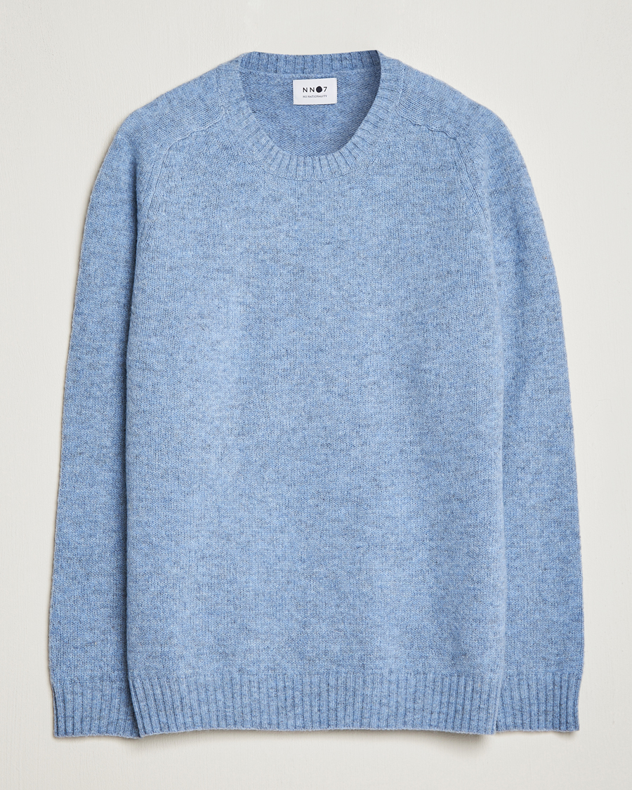 Men | Sweaters & Knitwear | NN07 | Nathan Brushed Crew Neck Light Blue Melange