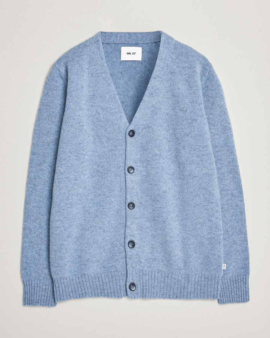 Men | Sweaters & Knitwear | NN07 | Nathan Brushed Cardigan Light Blue Melange