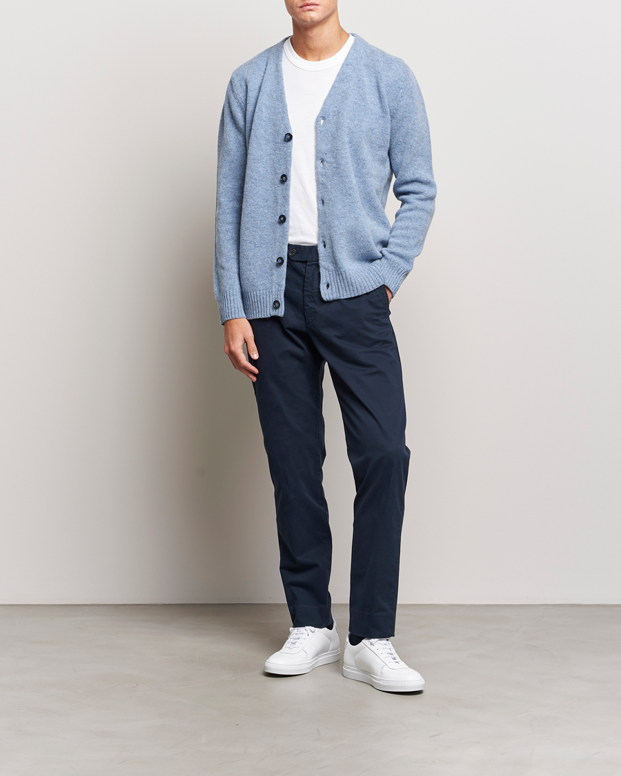 Men | Sweaters & Knitwear | NN07 | Nathan Brushed Cardigan Light Blue Melange