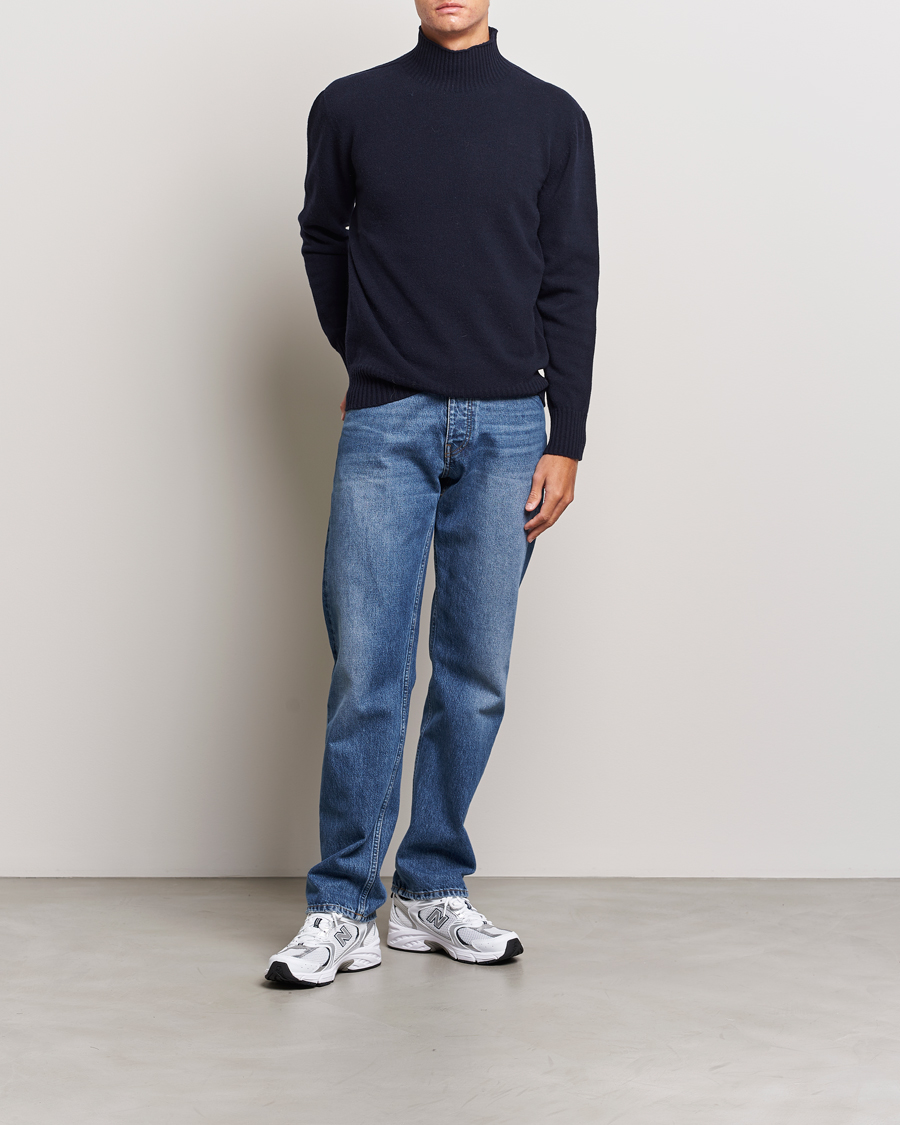 Men | Sweaters & Knitwear | NN07 | Clark Brushed Polo Navy Blue