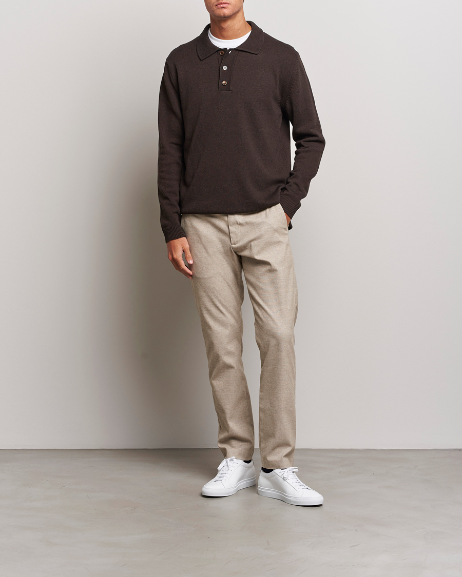 Men | Sweaters & Knitwear | NN07 | Vito Knitted Polo Demitasse Brown