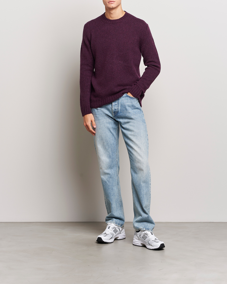 Men | Sweaters & Knitwear | NN07 | Lee Brushed Wool Crew Neck Plum
