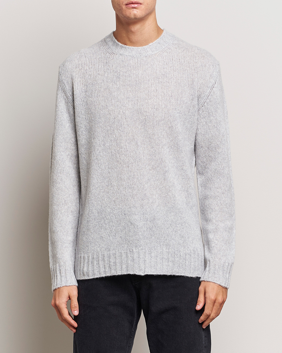 Men | Sweaters & Knitwear | NN07 | Lee Brushed Wool Crew Neck Light Grey Melange
