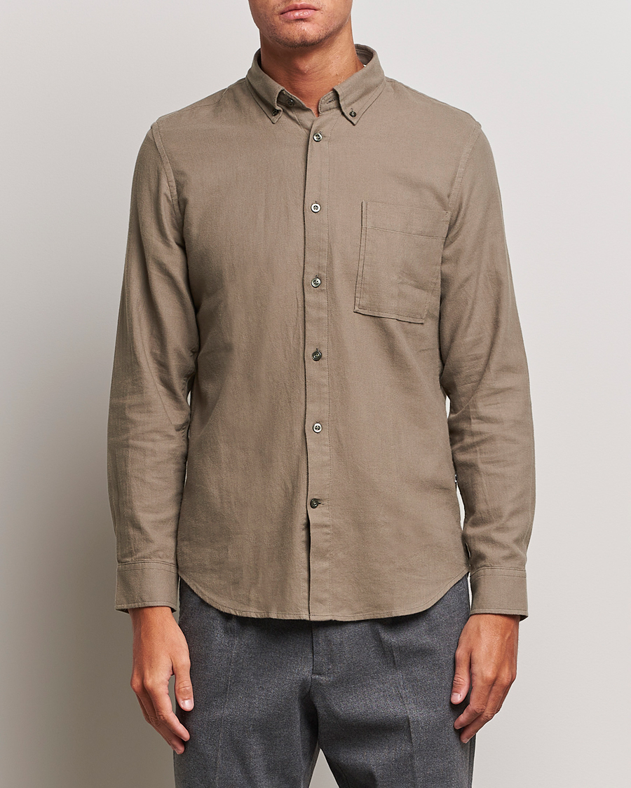 Men | Flannel Shirts | NN07 | Arne Brushed Flannel Shirt Dark Clay
