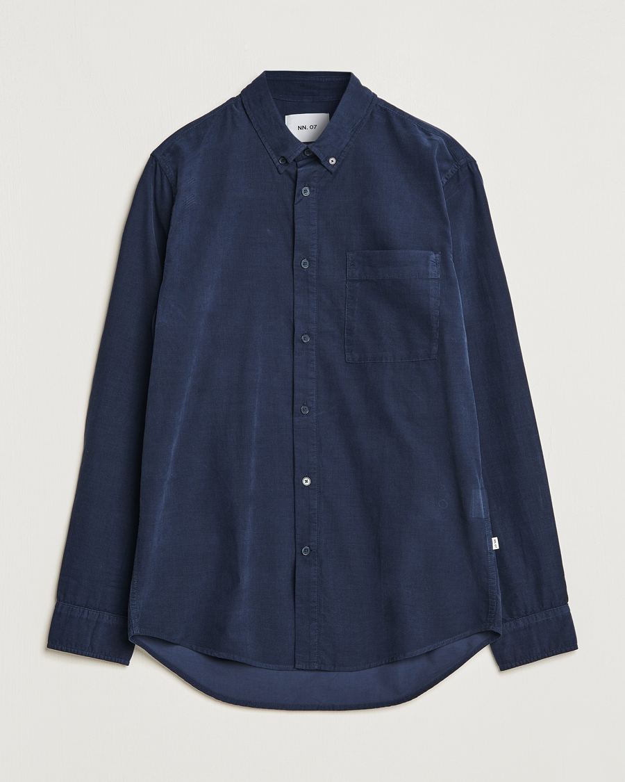 Men | Corduroy Shirts | NN07 | Arne Baby Cord Shirt Navy Blue