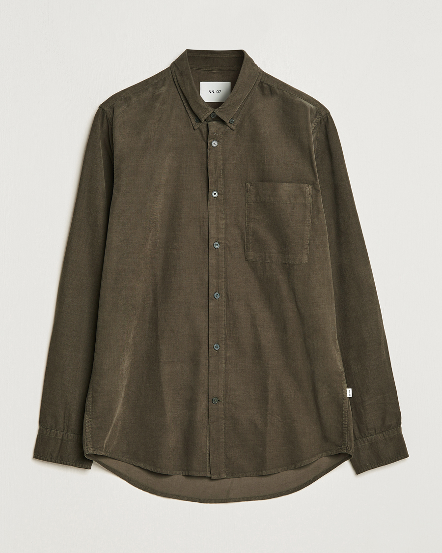 Men | Corduroy Shirts | NN07 | Arne Baby Cord Shirt Dark Green
