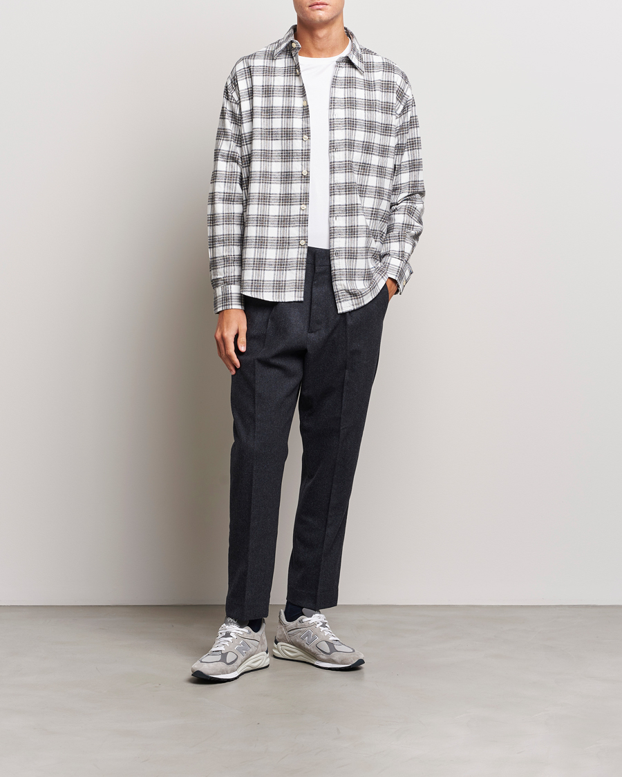 Men | Shirts | NN07 | Deon Brushed Flannel Checked Shirt Cream/Brown