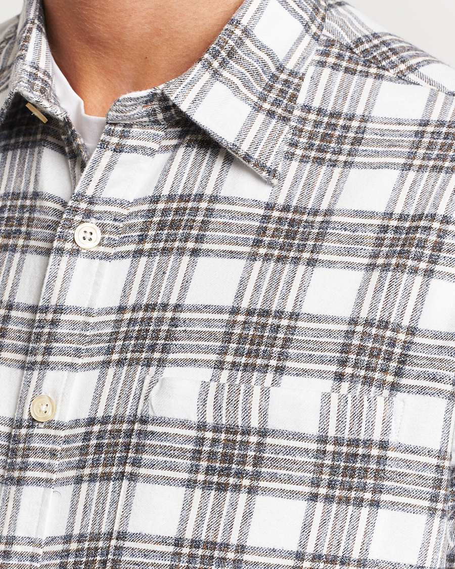 Men | Shirts | NN07 | Deon Brushed Flannel Checked Shirt Cream/Brown