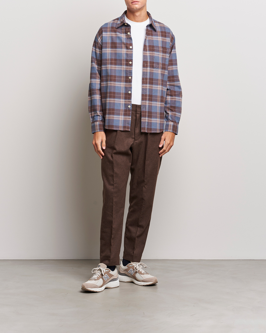 Men | Shirts | NN07 | Deon Brushed Flannel Checked Shirt Brown/Blue