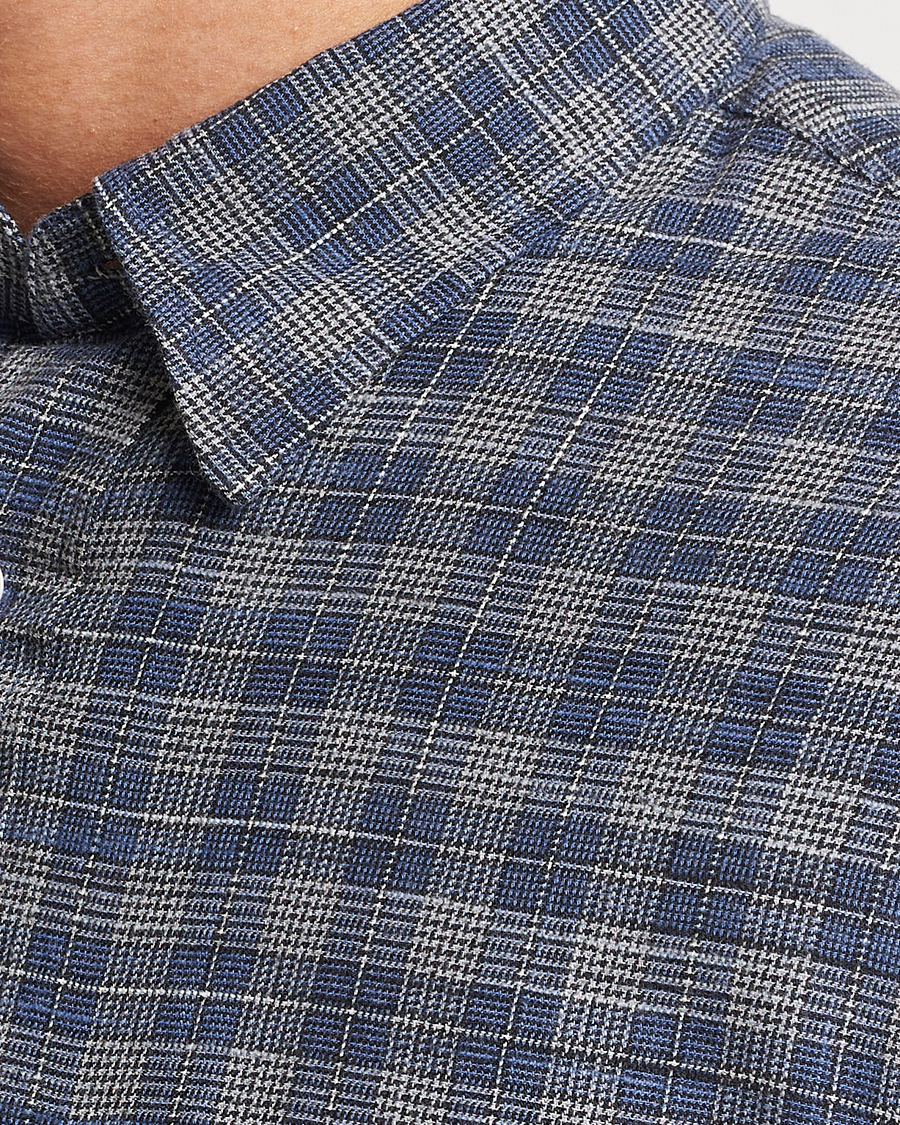 Men | Shirts | NN07 | Cohen Brushed Flannel Checked Shirt Navy Blue