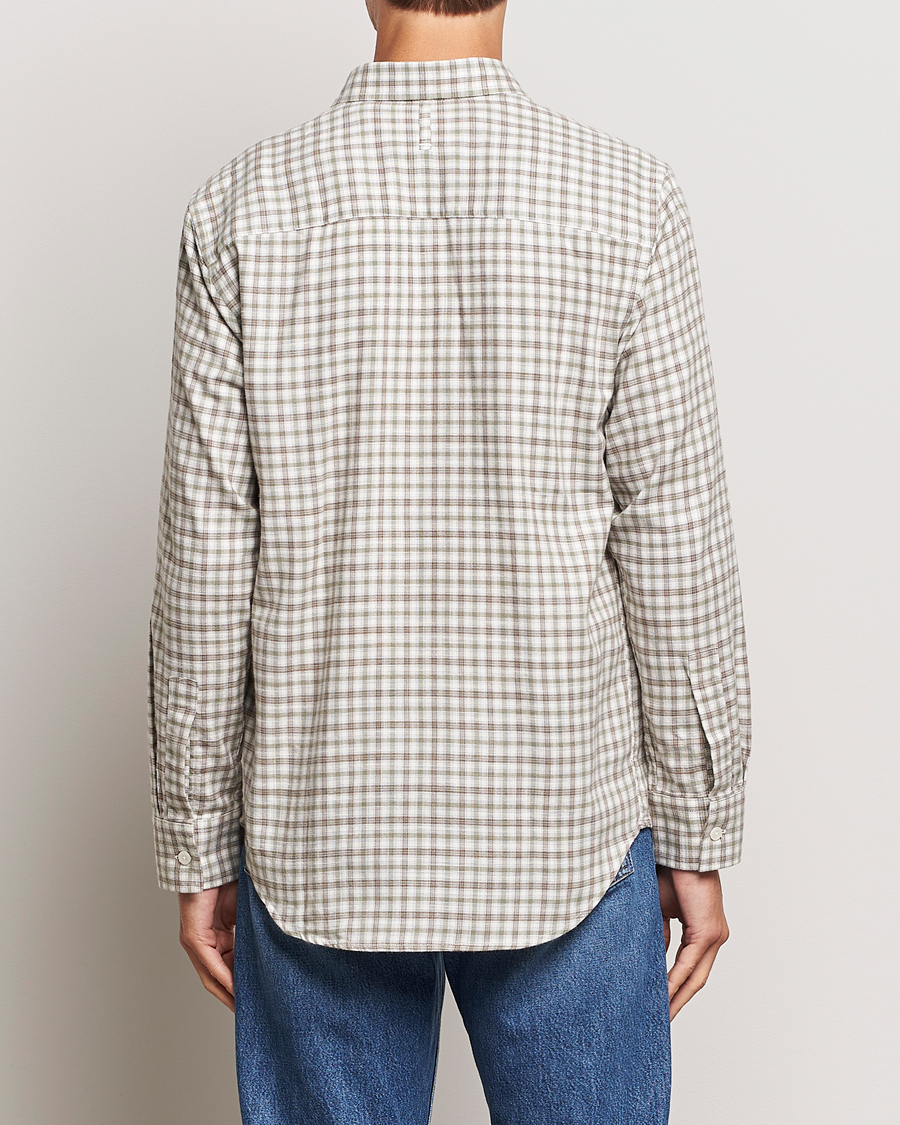 Men | Shirts | NN07 | Cohen Brushed Flannel Checked Shirt Green/Cream