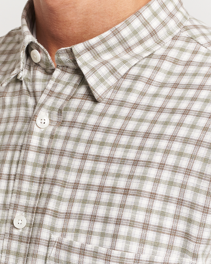 Men | Shirts | NN07 | Cohen Brushed Flannel Checked Shirt Green/Cream