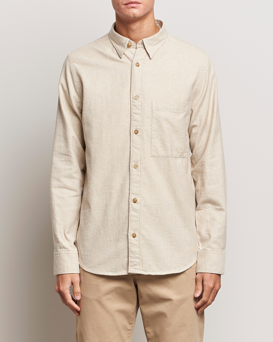 Men | Flannel Shirts | NN07 | Cohen Brushed Flannel Shirt Off White