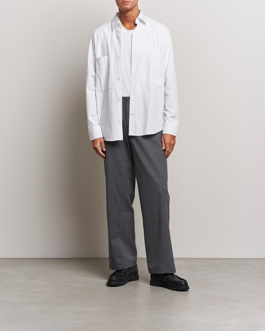 Men | Shirts | NN07 | Freddie Poplin Striped Shirt White/Black