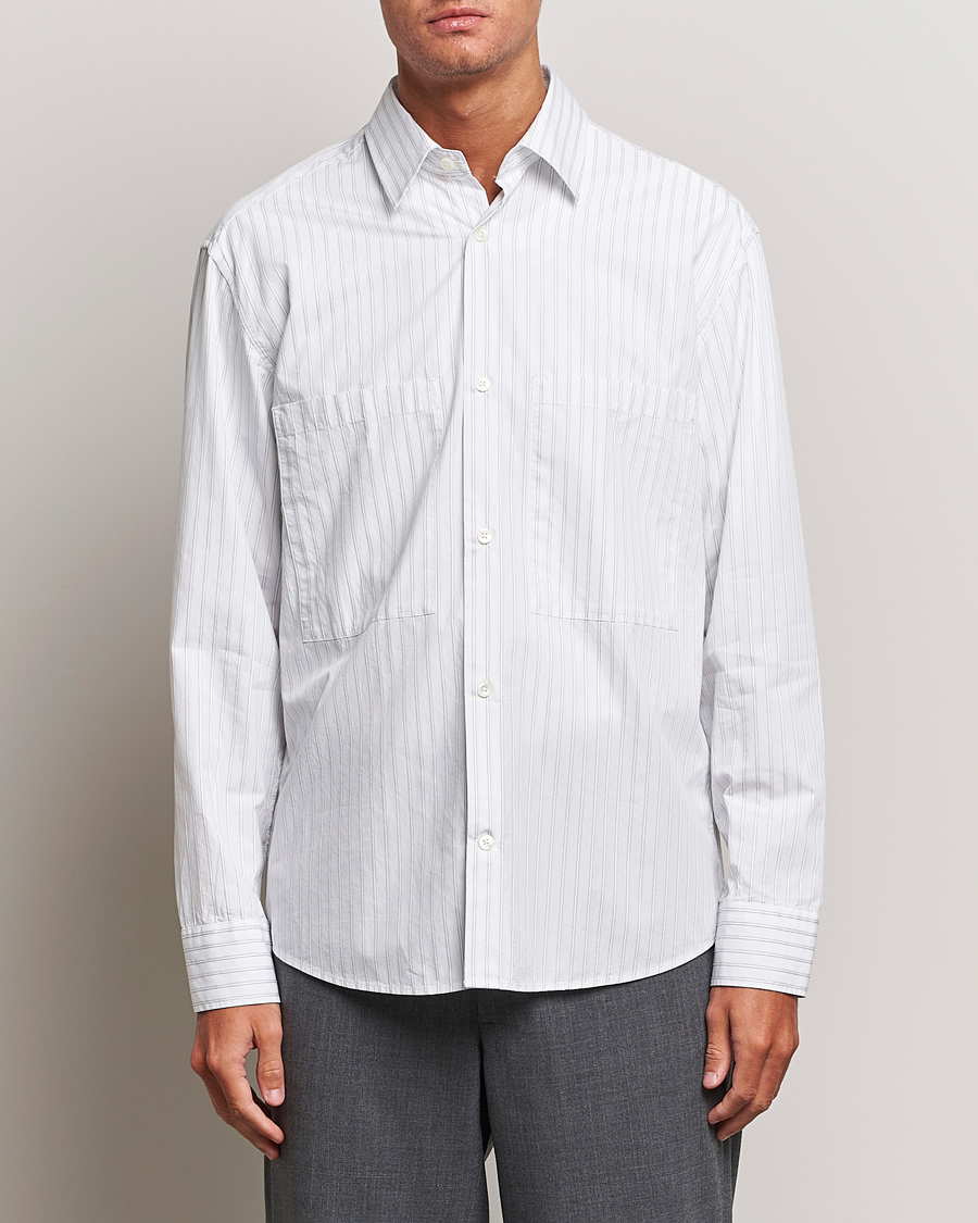 Men |  | NN07 | Freddie Poplin Striped Shirt White/Black