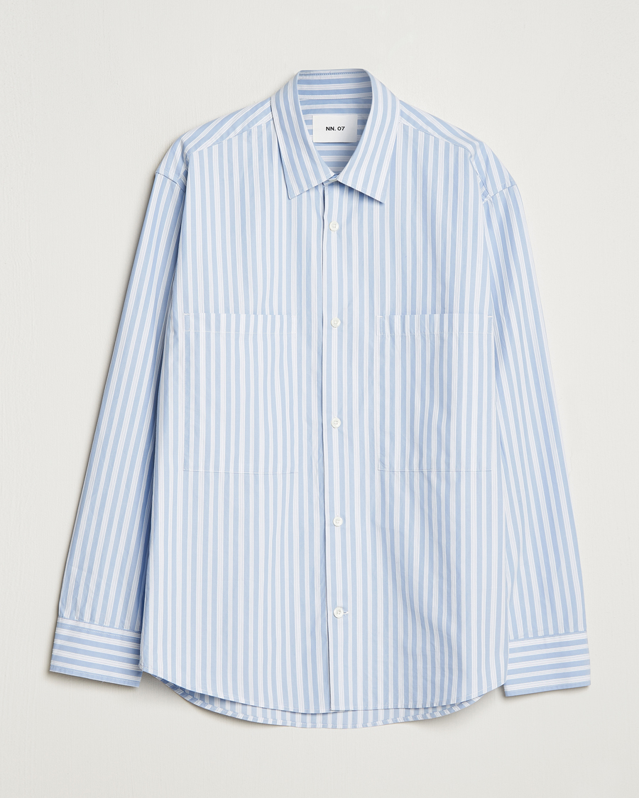 Men | Shirts | NN07 | Freddie Poplin Striped Shirt Blue/White