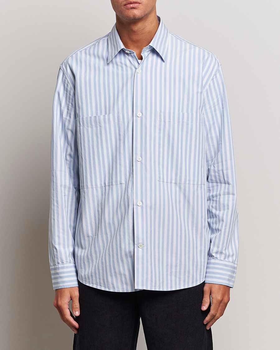Men |  | NN07 | Freddie Poplin Striped Shirt Blue/White