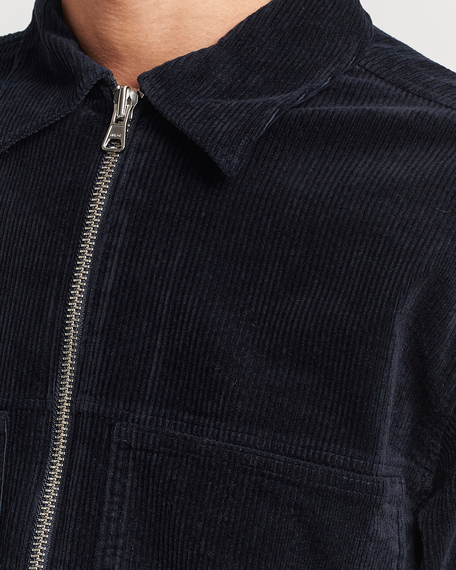 Men | Shirts | NN07 | Isak Full Zip Corduroy Overshirt Navy Blue