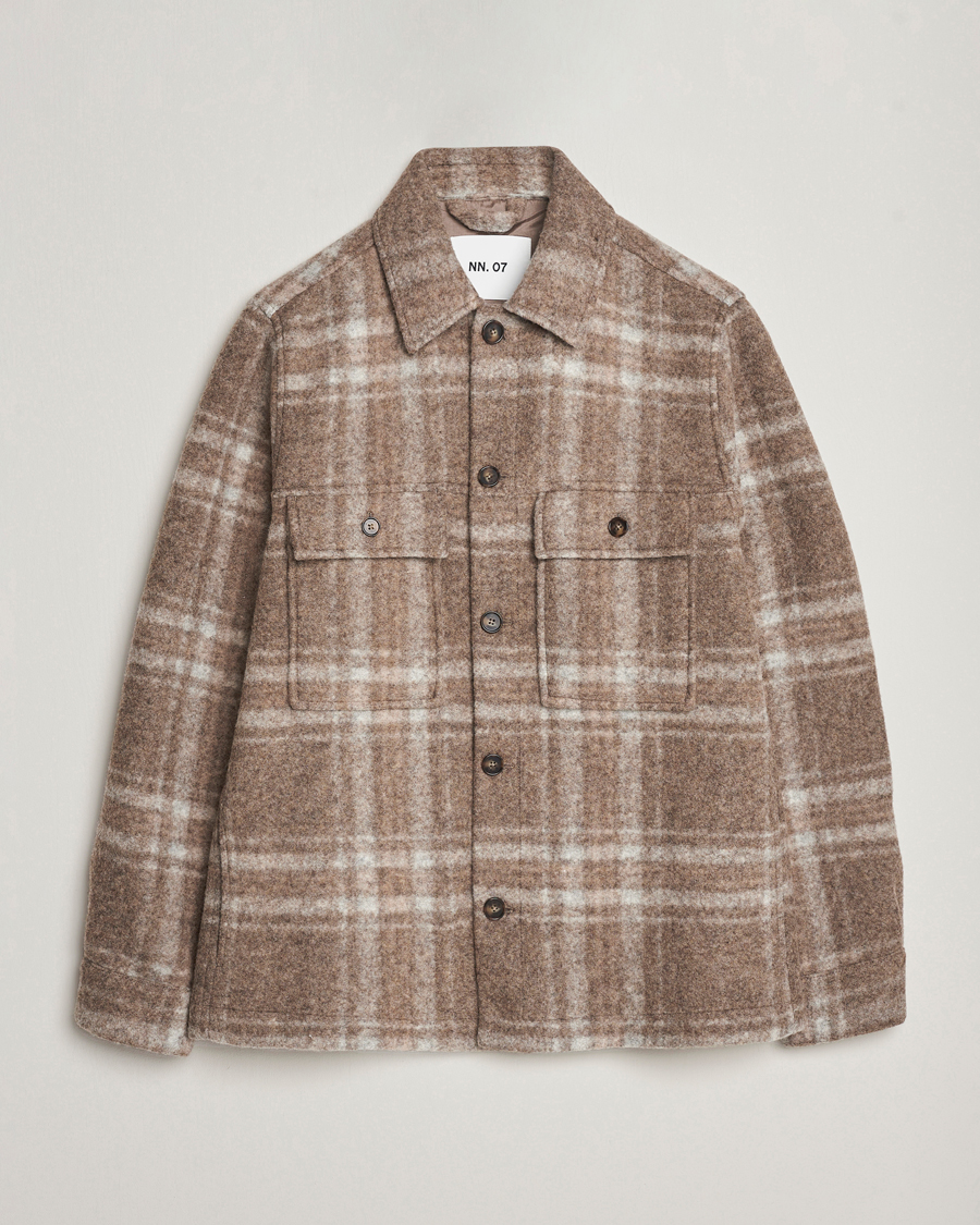 NN07 Wilas Checked Shirt Jacket Brown at CareOfCarl.com