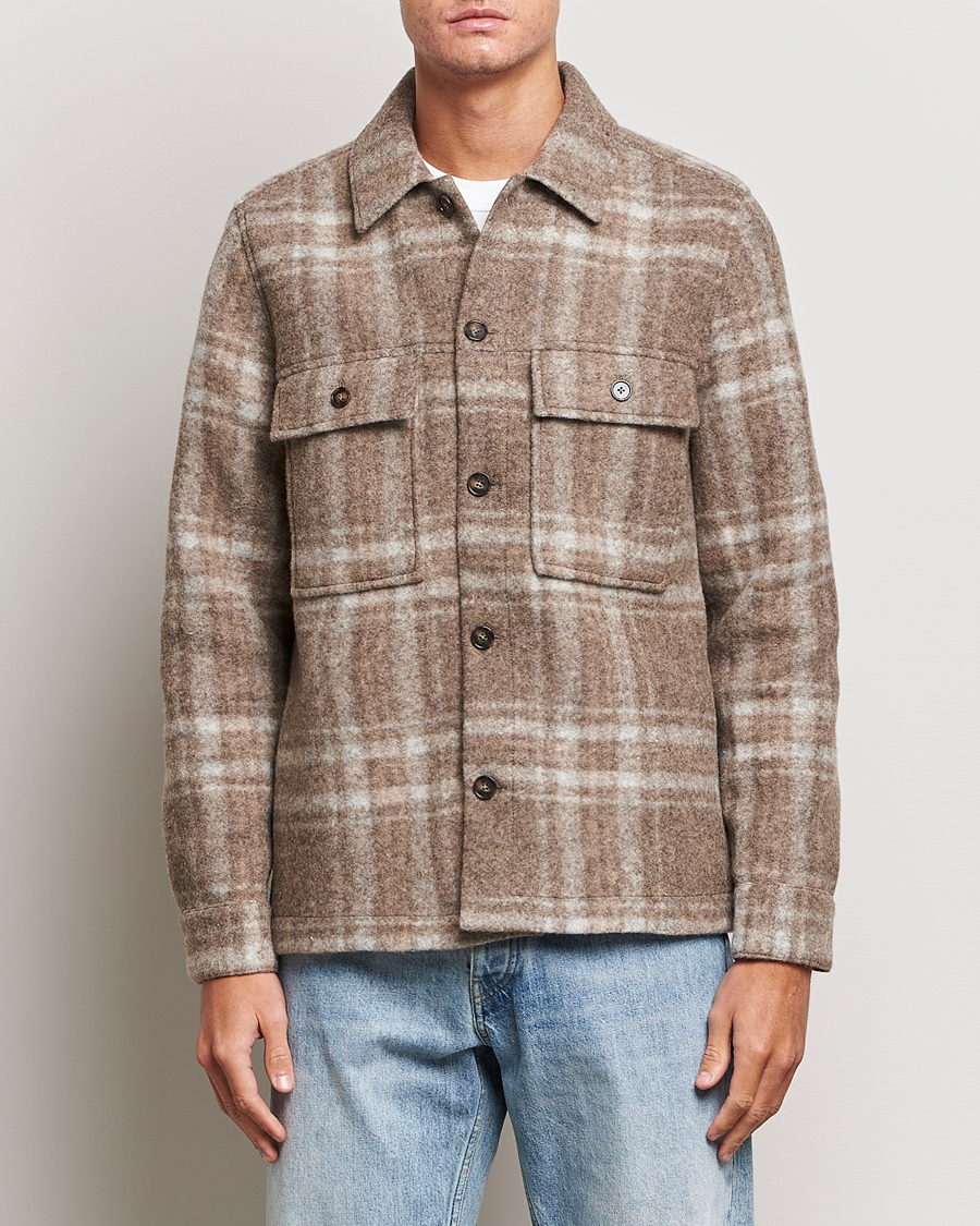 NN07 Wilas Checked Shirt Jacket Brown at CareOfCarl.com