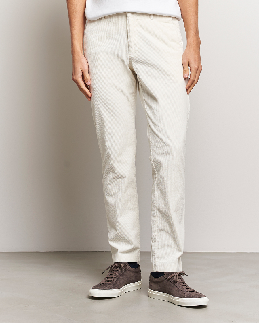 Men | Corduroy Trousers | NN07 | Theo Regular Fit Corduroy Chinos Off White