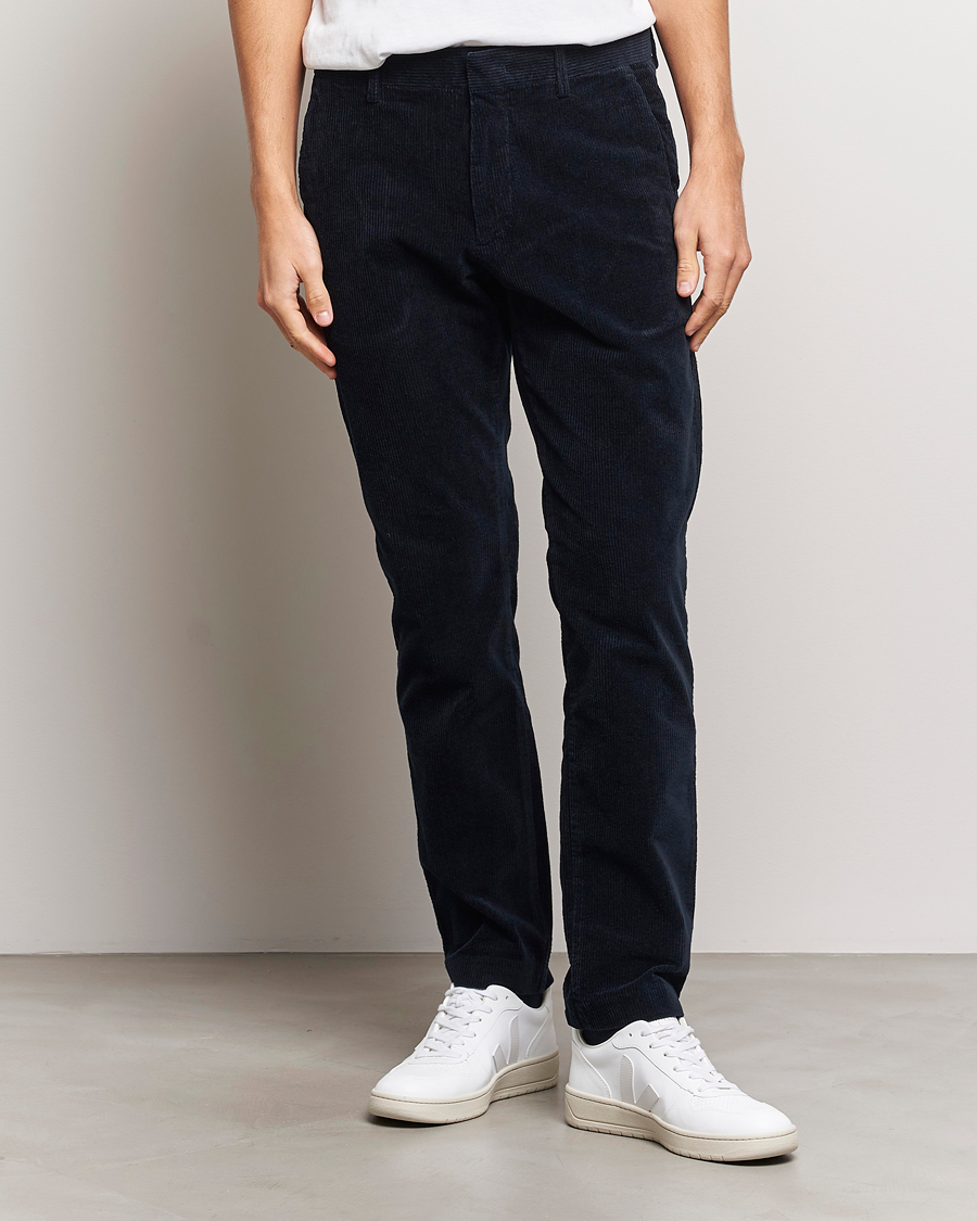Men | Trousers | NN07 | Theo Regular Fit Corduroy Chinos Navy Blue