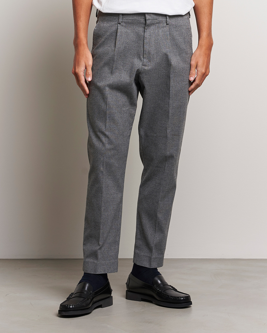 Men |  | NN07 | Bill Pleated Structured Trousers Grey Melange