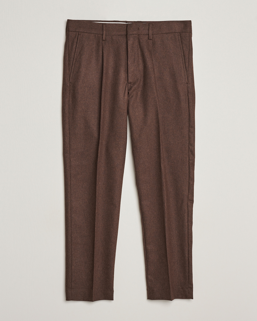 Men |  | NN07 | Bill Brushed Flannel Pleated Trousers Demitasse Brown