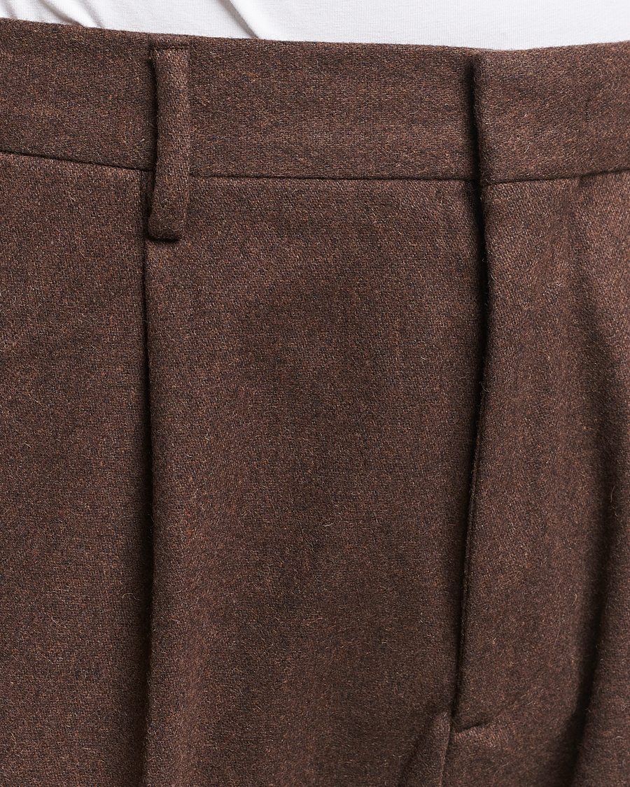 Men | Trousers | NN07 | Bill Brushed Flannel Pleated Trousers Demitasse Brown