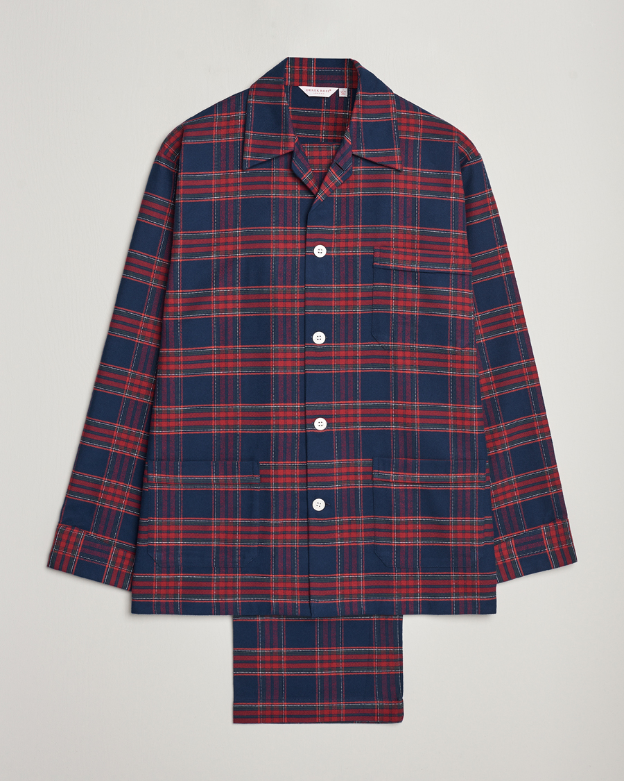 Men | Pyjamas & Robes | Derek Rose | Cotton Flannel Checked Pyjama Set Multi