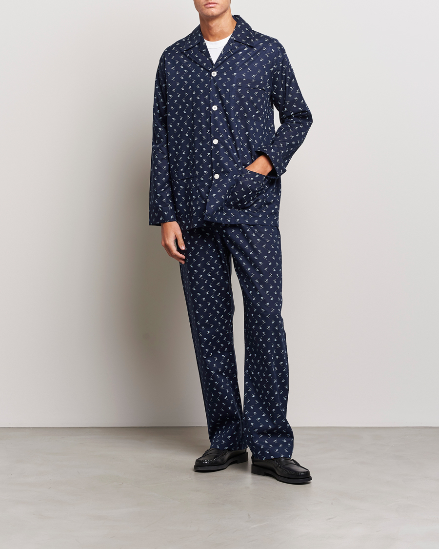 Men | Pyjamas & Robes | Derek Rose | Cotton Ski Pyjama Set Navy