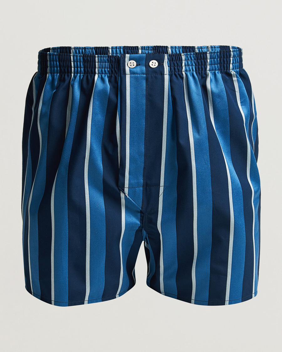 Men | Underwear & Socks | Derek Rose | Classic Fit Striped Cotton Boxer Shorts Blue Multi