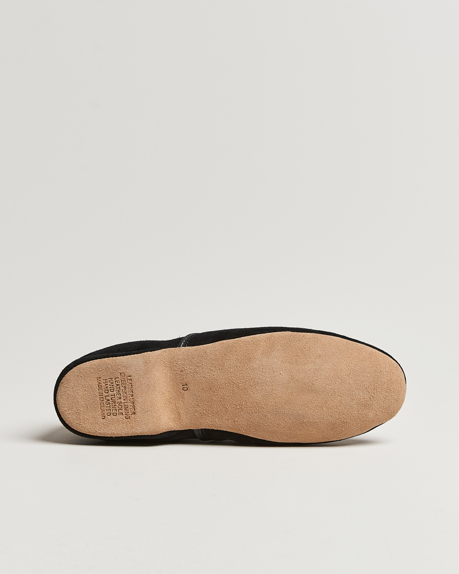 Men | Derek Rose Crawford Sheepskin Suede Slippers Black | Derek Rose | Crawford Sheepskin Suede Slippers Black