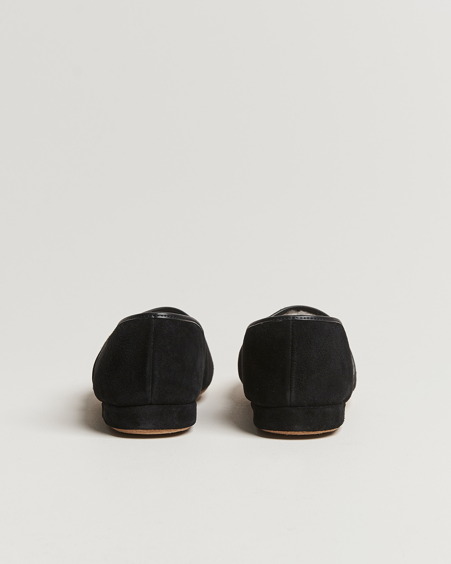 Men | Derek Rose Crawford Sheepskin Suede Slippers Black | Derek Rose | Crawford Sheepskin Suede Slippers Black