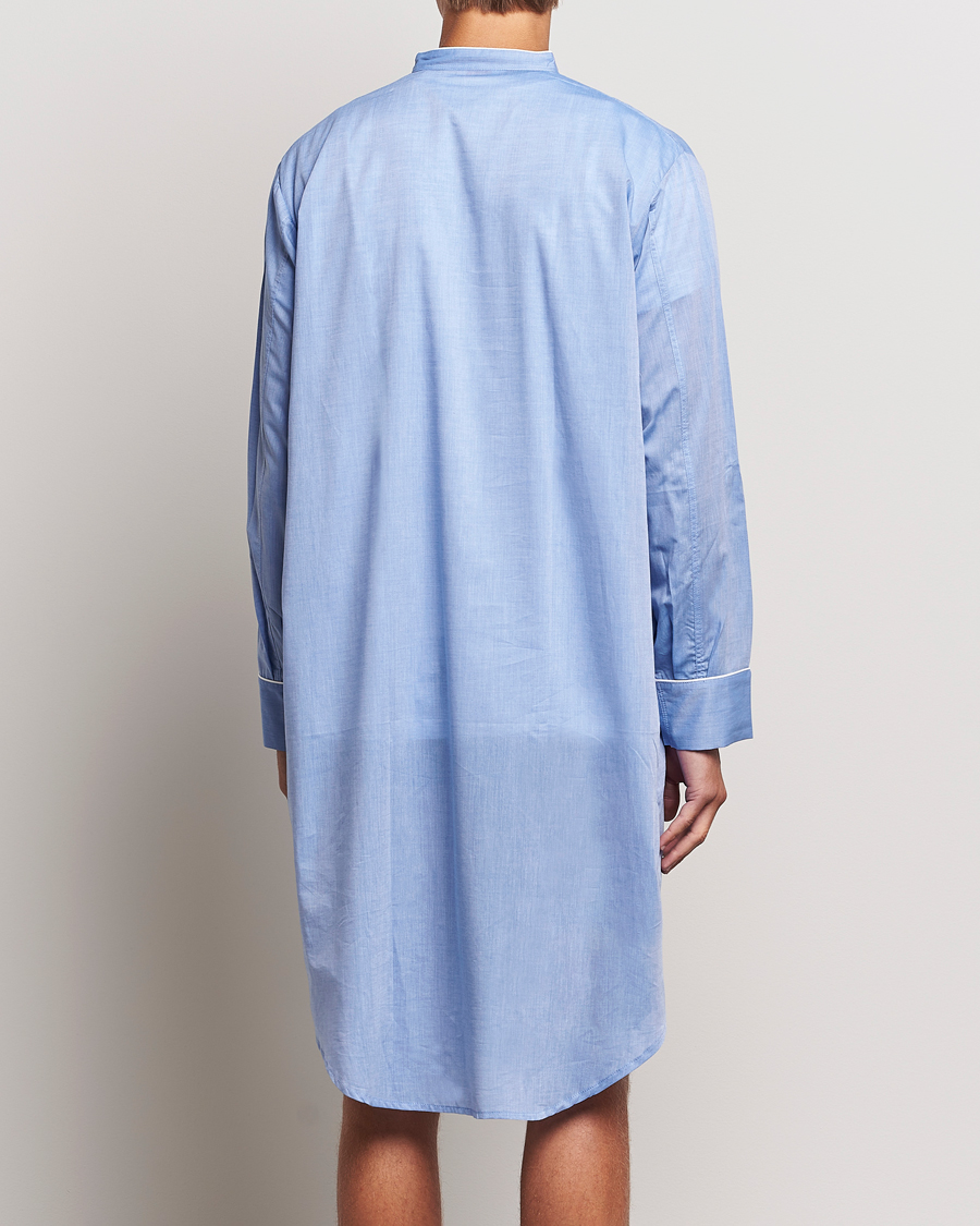 Men | Pyjamas & Robes | Derek Rose | Cotton Pullover Nightshirt Light Blue