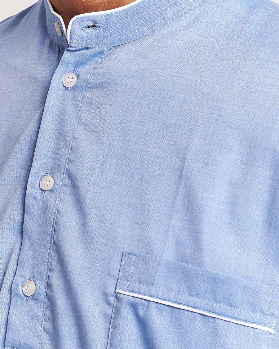 Men | Pyjamas & Robes | Derek Rose | Cotton Pullover Nightshirt Light Blue