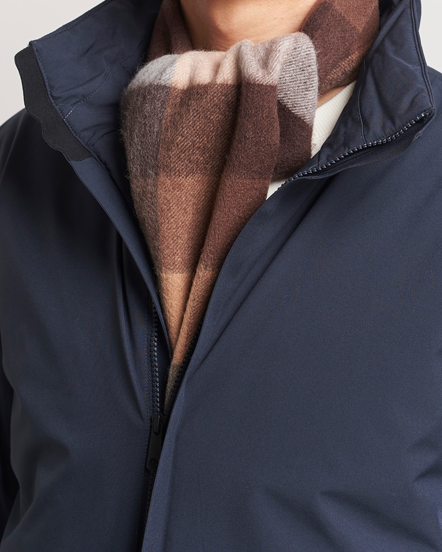 Men | Amanda Christensen Merino Wool Block Check Scarf Brown Multi | Amanda Christensen | Merino Wool Block Check Scarf Brown Multi