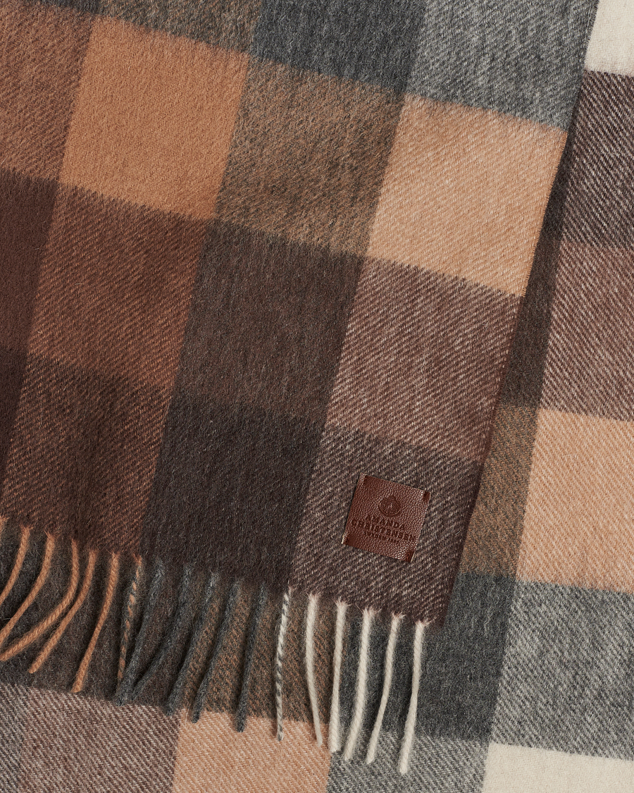 Men | Amanda Christensen Merino Wool Block Check Scarf Brown Multi | Amanda Christensen | Merino Wool Block Check Scarf Brown Multi