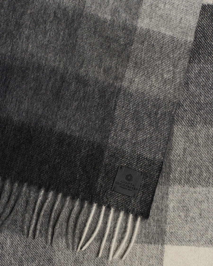 Men | Amanda Christensen Merino Wool Block Check Scarf Black/Grey | Amanda Christensen | Merino Wool Block Check Scarf Black/Grey
