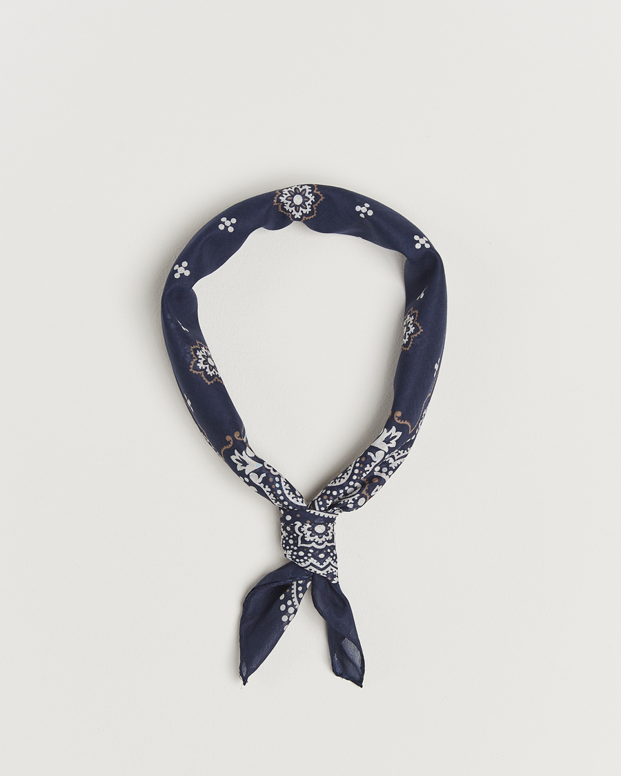 Men | Amanda Christensen Cotton Voilé Printed Flower Bandana Navy | Amanda Christensen | Cotton Voilé Printed Flower Bandana Navy