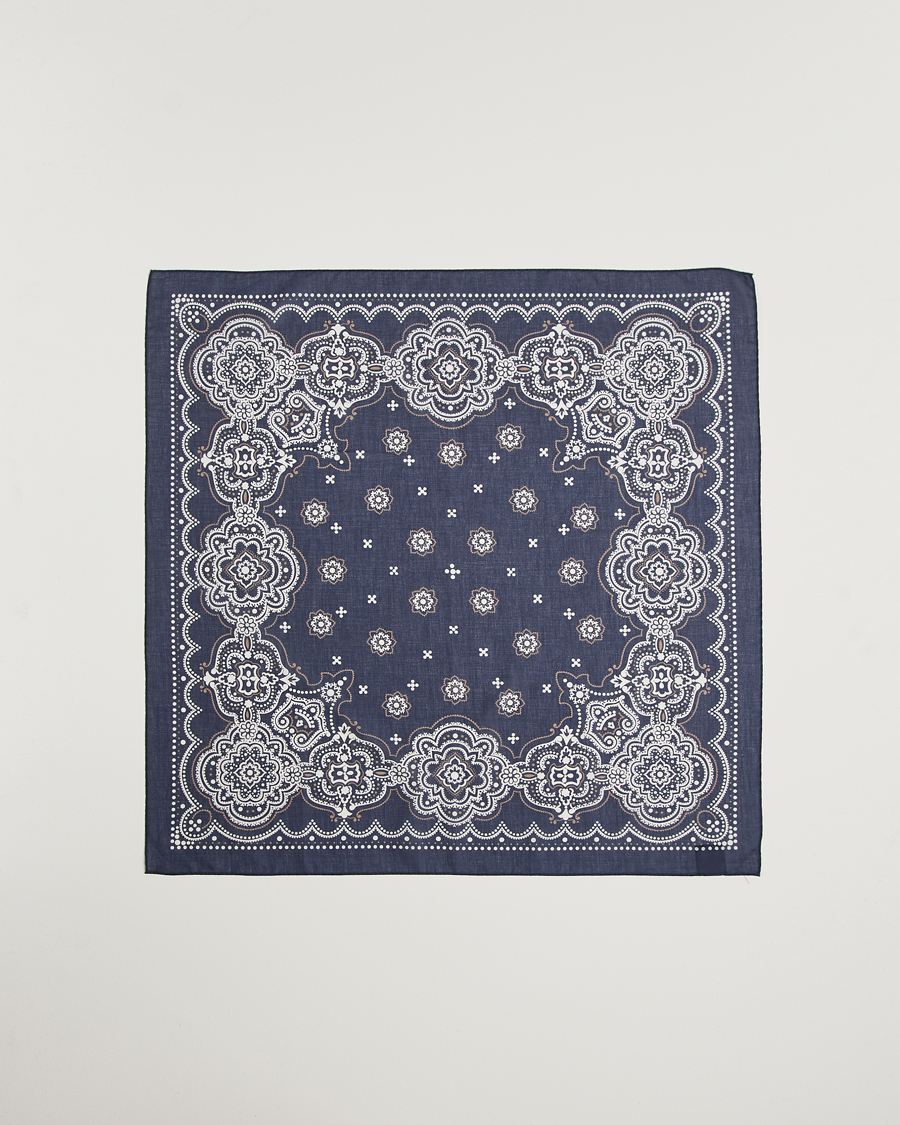 Men | Amanda Christensen Cotton Voilé Printed Flower Bandana Navy | Amanda Christensen | Cotton Voilé Printed Flower Bandana Navy
