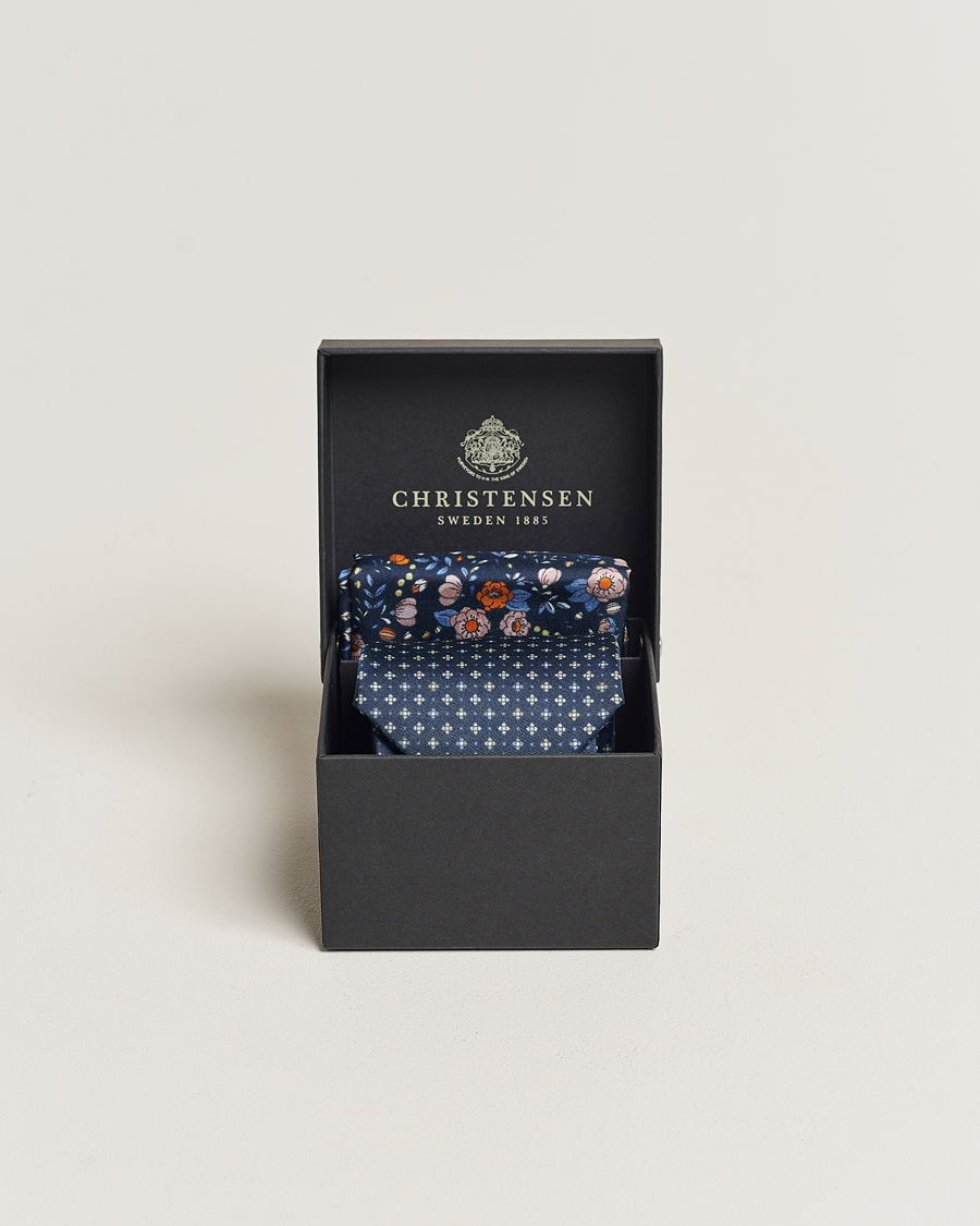 Men | Amanda Christensen Box Set Silk 8cm Tie and Twill Pocket Square Navy | Amanda Christensen | Box Set Silk 8cm Tie and Twill Pocket Square Navy