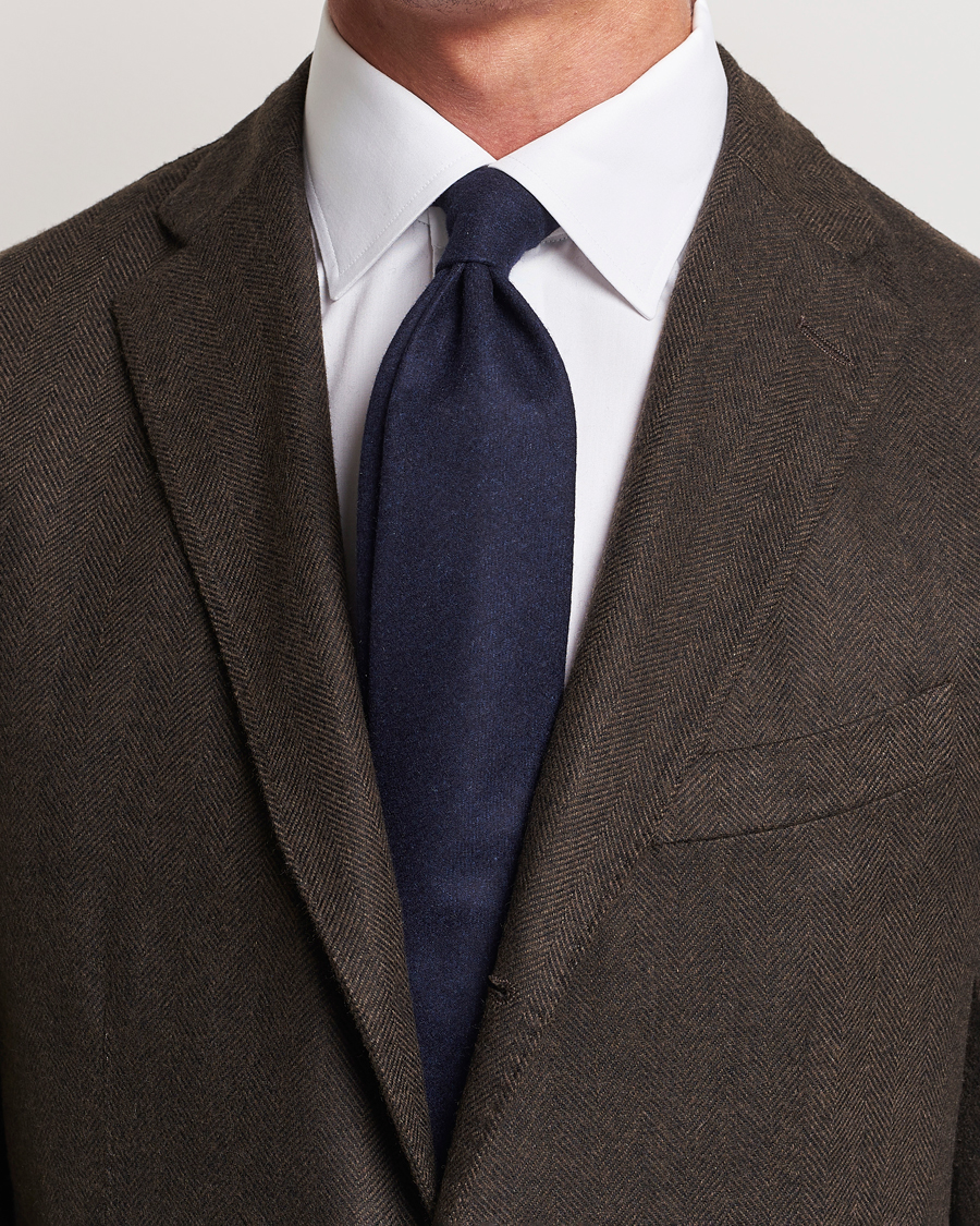 Men |  | Amanda Christensen | Wool Flannel 8cm Tie Navy