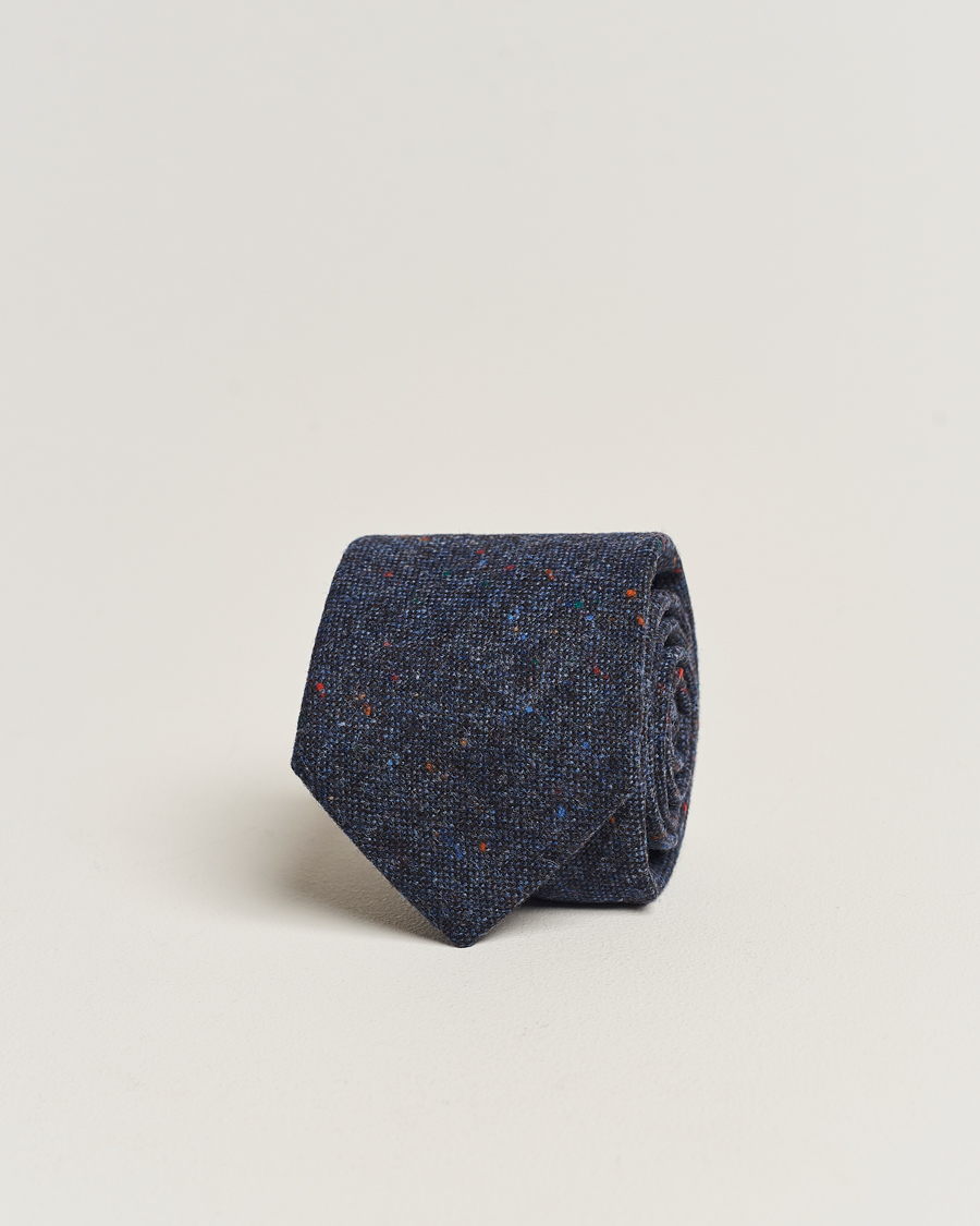 Men | Amanda Christensen Wool Donegal 8cm Tie Navy | Amanda Christensen | Wool Donegal 8cm Tie Navy