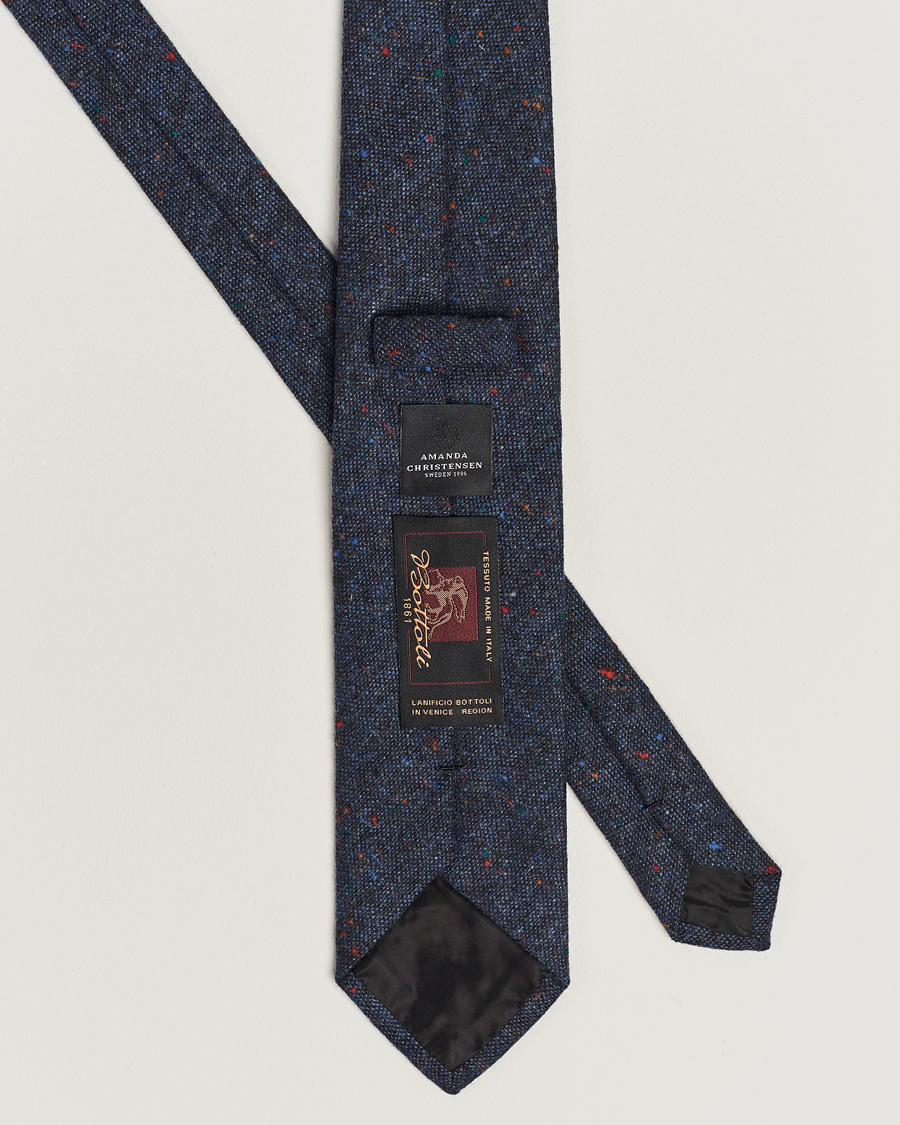 Men | Amanda Christensen Wool Donegal 8cm Tie Navy | Amanda Christensen | Wool Donegal 8cm Tie Navy