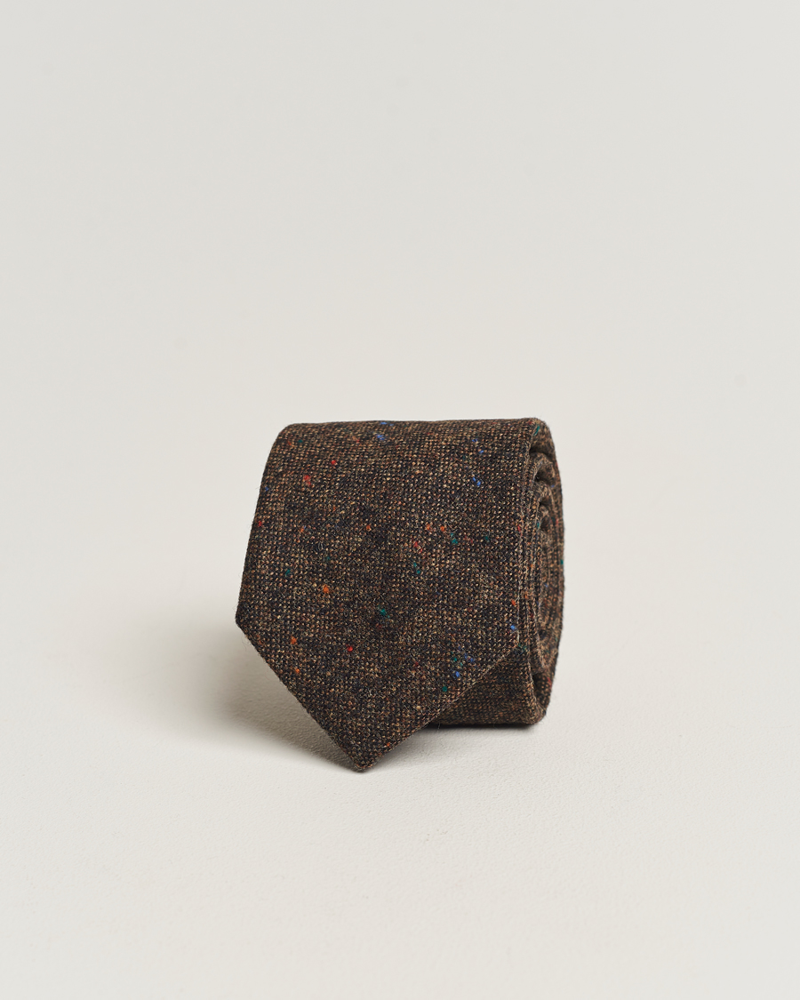Men | Amanda Christensen Wool Donegal 8cm Tie Brown | Amanda Christensen | Wool Donegal 8cm Tie Brown