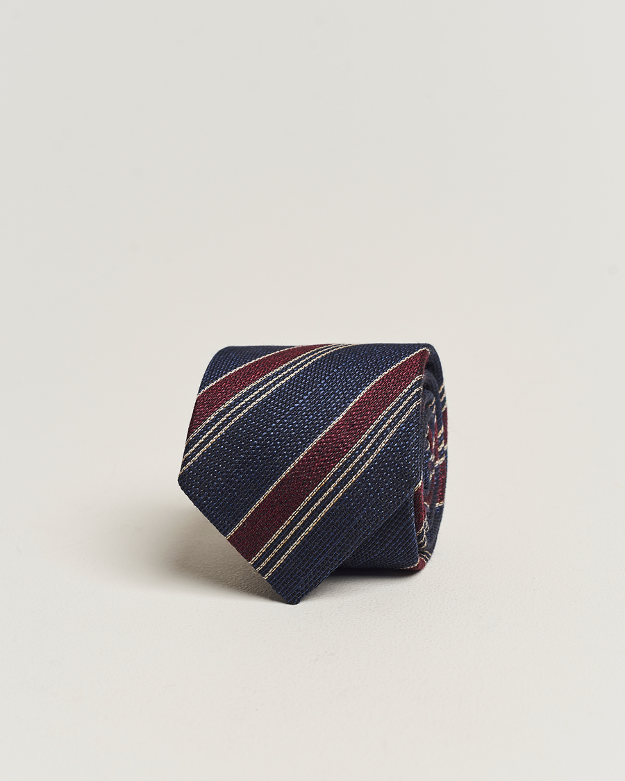 Men | Amanda Christensen Cotton/Wool/Silk 8cm Regimental Stripe Tie Navy/Red | Amanda Christensen | Cotton/Wool/Silk 8cm Regimental Stripe Tie Navy/Red