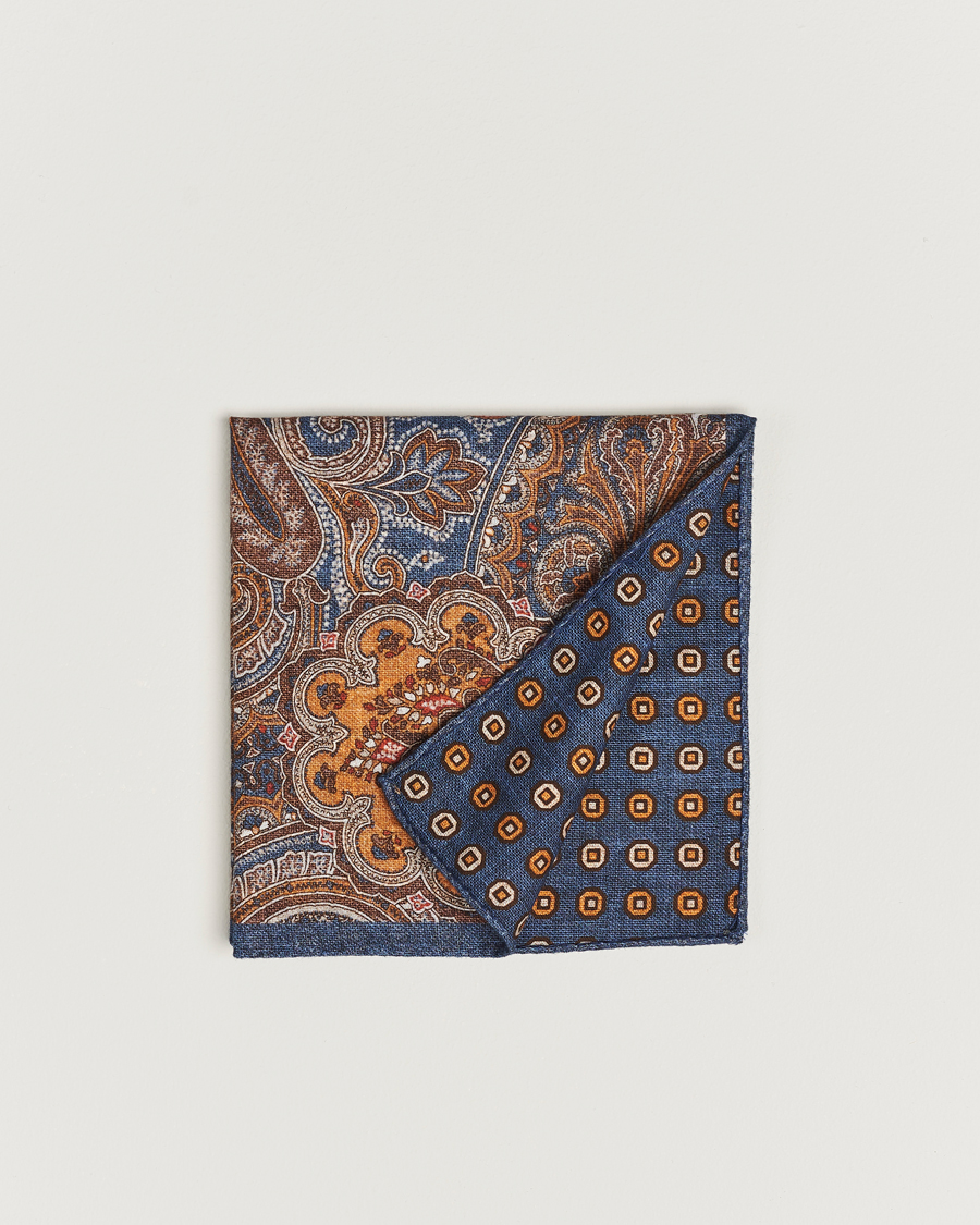Men | Amanda Christensen Cotton Flannel Doublefaced Pocket Square Navy | Amanda Christensen | Cotton Flannel Doublefaced Pocket Square Navy