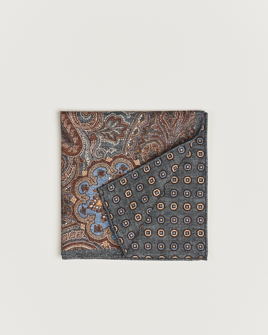 Men | Amanda Christensen Cotton Flannel Doublefaced Pocket Square Grey | Amanda Christensen | Cotton Flannel Doublefaced Pocket Square Grey