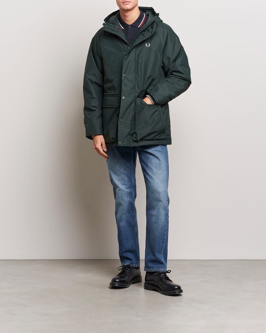 Men | Coats & Jackets | Fred Perry | Padded Zip Through Parka Night Green